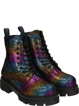 Bams Sasha Combat Boots In Multicolor Synthetic Fibers