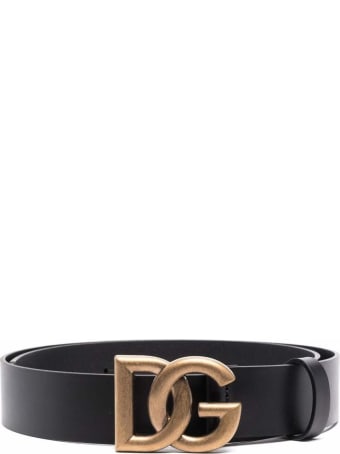 Dolce & Gabbana Black Leather Belt With Dg Buckle
