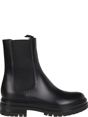 Gianvito Rossi Black Leather Chester Chelsea Boots
