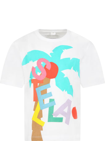 Stella McCartney White T-shirt For Girl With Logo