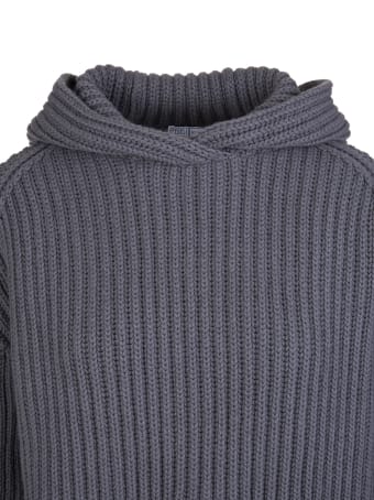 Fedeli Woman Hooded Sweater In Dark Grey Ribbed Cashmere