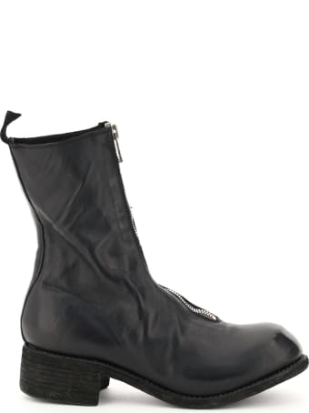Guidi Front Zip Leather Ankle Boots