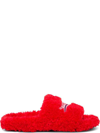 Balenciaga Furry Sandals With Logo