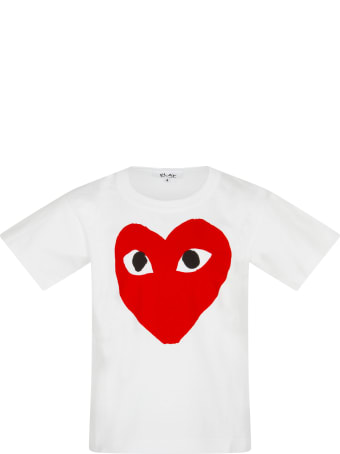 Comme des Garçons Play White T-shirt For Kids With Logo