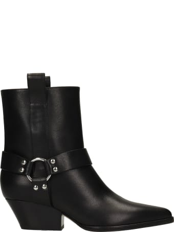 Sergio Rossi Texan Ankle Boots In Black Leather