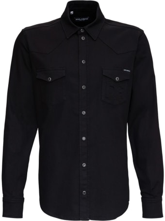 Dolce & Gabbana Black Cotton Shirt With Logo