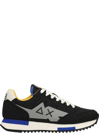 Sun 68 Niki Solid Sneakers In Black Leather And Fabric