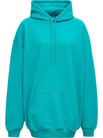 Balenciaga Turquoise Cotton Hoodie With Logo