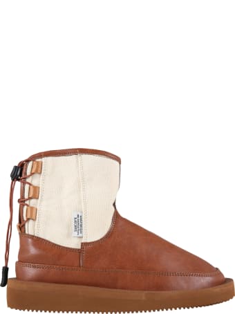 SUICOKE Brown Boots For Kids With Logo