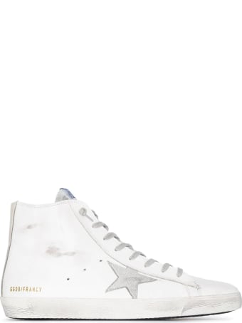 Golden Goose Man White Francy Sneakers With Silver Suede Star