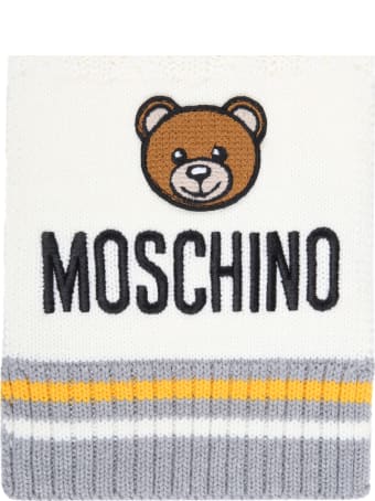 Moschino Ivory Scarf For Baby Kids With Teddy Bear