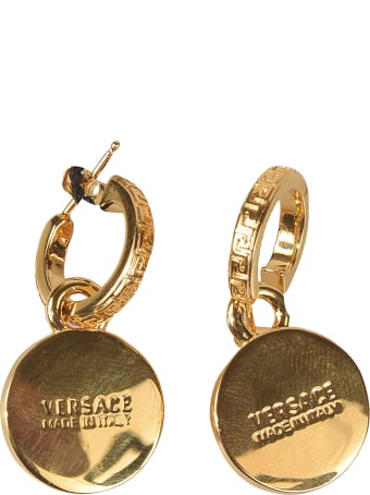 Versace Crystal Embellished Medusa Head Round Earrings