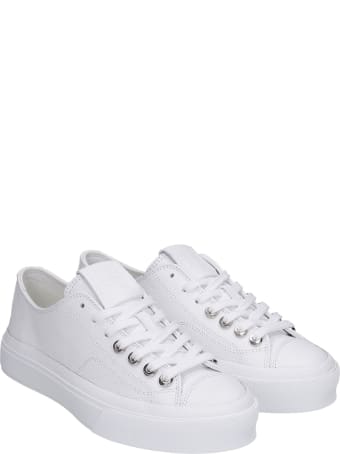 Givenchy City Low Sneakers In White Leather