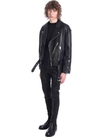 Jacob Lee Biker Jacket In Black Leather