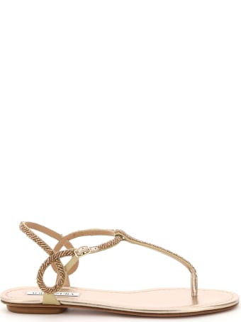 Aquazzura Almost Bare Beaded Flat Sandals
