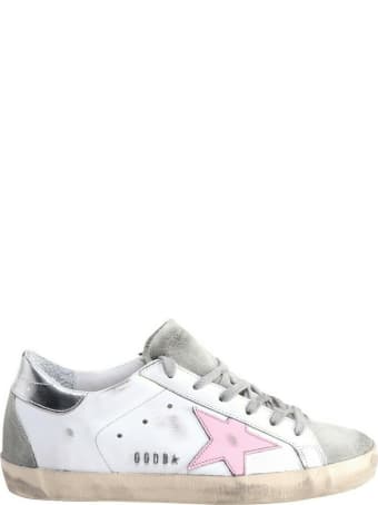 Golden Goose Super-star Leather Upper And Star Suede Toe And Spur Laminated Heel Metal Lettering