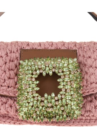 Gedebe Pink Small Mia Crochet Bag With Crystals