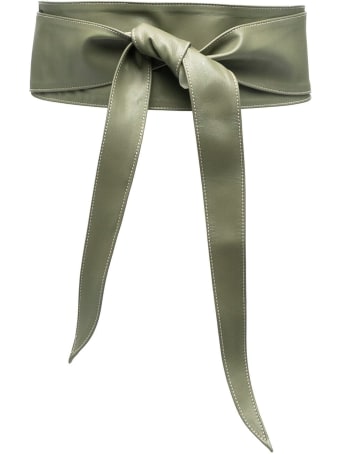 Federica Tosi Green Leather Belt With Knot Detail