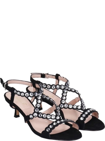 Anna F. Sandals In Black Suede