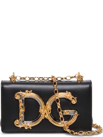 Dolce & Gabbana Dg Girls Crossbody Bag In Black Leather