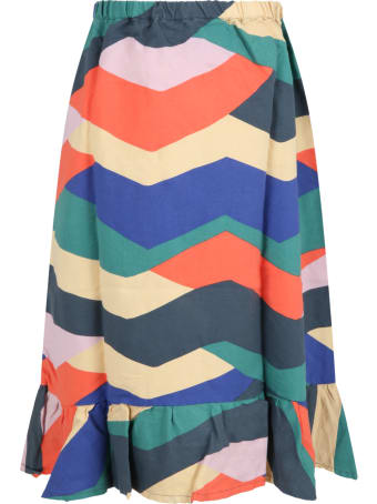Bobo Choses Multiocolor Skirt For Girl With Yellow Logo