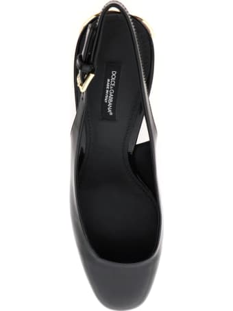 Dolce & Gabbana Patent Leather Slingback With Dg Karol Heel