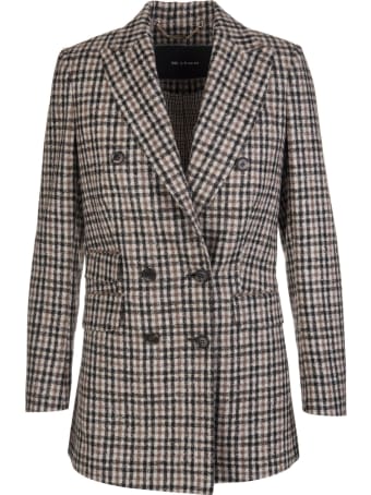 Kiton Woman Double-breasted Blazer In Blend Alpaca And Wool With Check Pattern