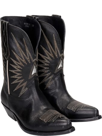 Golden Goose Wish Star Texan Ankle Boots In Black Leather
