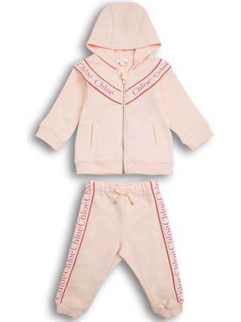 Chloé Coordinated Pink Cotton Suit With Logo