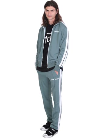 Palm Angels Classic Track Sweatshirt In Green Polyester