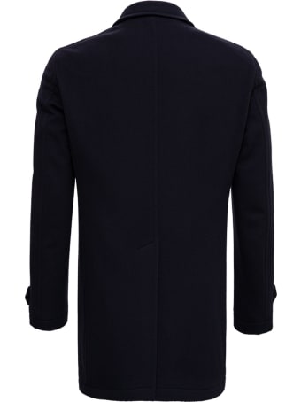 Tagliatore Single-breasted Coat In Blue Wool