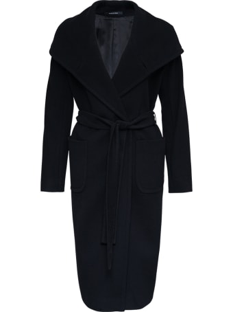 Tagliatore Daisy Black Long Coat In Wool Blend