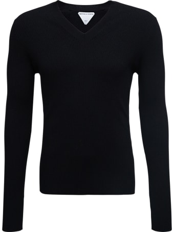 Bottega Veneta Black Long-sleeved Ribbed Wool Sweater