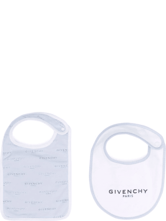 Givenchy White And Light Blue Baby Bibs Set With Logo