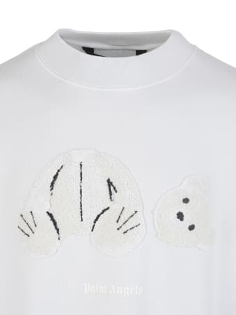 Palm Angels Man Illusion Blue Bear Round Neck Sweatshirt