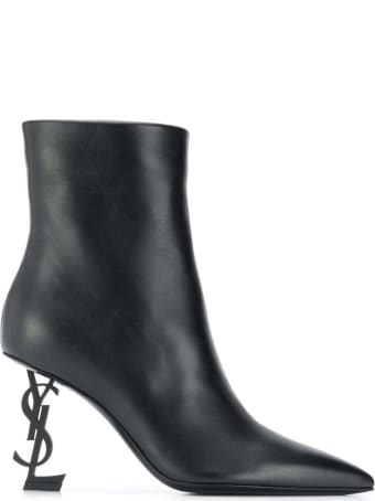 Saint Laurent Opyum Ankle Boots In Black Leather