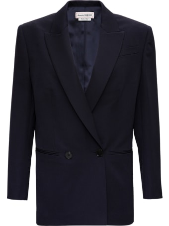 Alexander McQueen Double-breasted Blue Wool Blazer