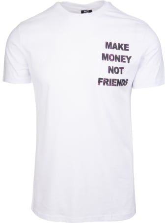 Make Money Not Friends White T-shirt With Purple Front And Back Logo