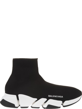 Balenciaga Woman Black And White Speed 2.0 Sneakers
