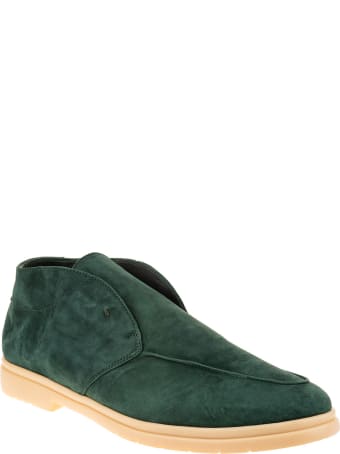 Andrea Ventura Green Rolex Ankle Boot Without Laces In Leather