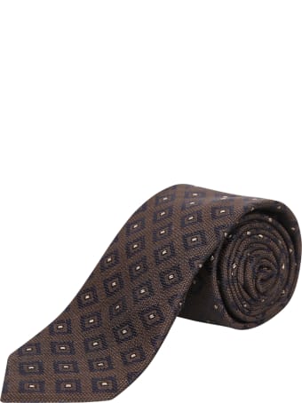 Lardini Cravatta Quadri Seta Mar-blu
