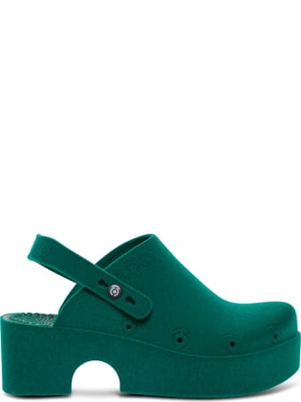 Xocoi Green Emerald Flocked Fabric Mules