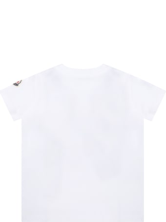 Moncler White T-shirt For Babyboy With Patch