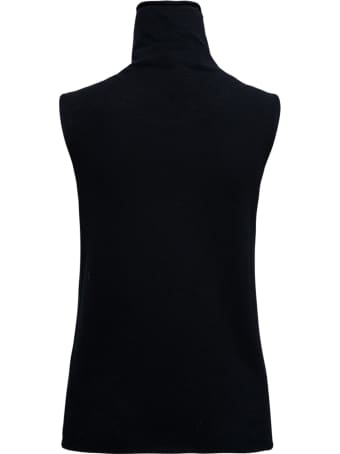 Antonelli Sleeveless Black Wool Turtleneck