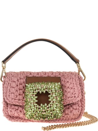 Gedebe Pink Small Mia Crochet Bag With Crystals