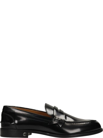 Christian Louboutin No Penny Flat Loafers In Black Leather