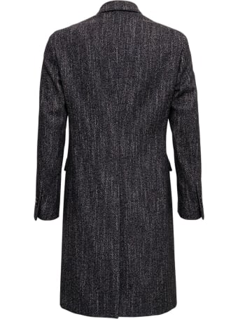 Lardini Double-breasted Grey Wool Blend Coat