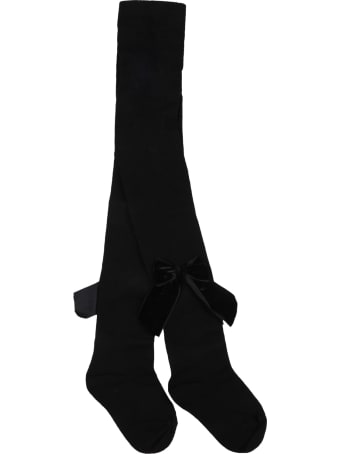 Story loris Black Tights For Baby Girl With Velvet Bows