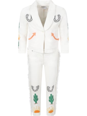 Stella McCartney Kids White Jacket For Kids With Emroidered Design