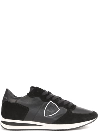 Philippe Model Black Leather Sneakers With Logo